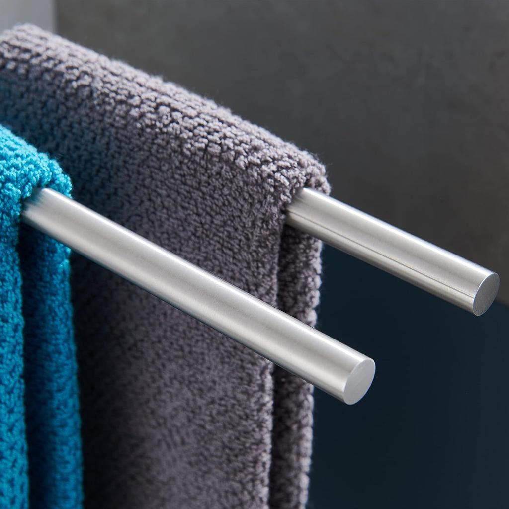Stainless Steel Bathroom Towel Rack Wall Mounted Double Rod Towel Bar Shower Towel Holder Bathroom Organizer Household Items