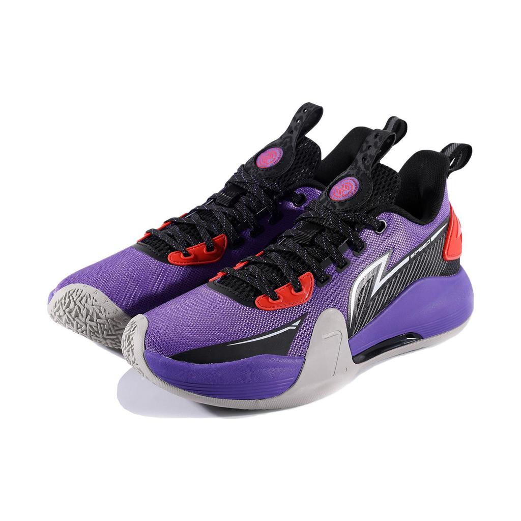Li Ning Flash 7 Anti-Slip Shock Absorption Durable Low-Top Basketball Shoes Men Sneakers Purple Black ABPT013-7