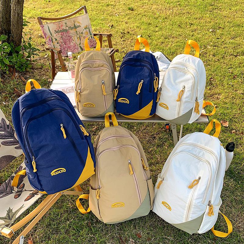 Школьный рюкзак с цветными блоками, женский рюкзак, большой емкости, студенческий дорожный рюкзак