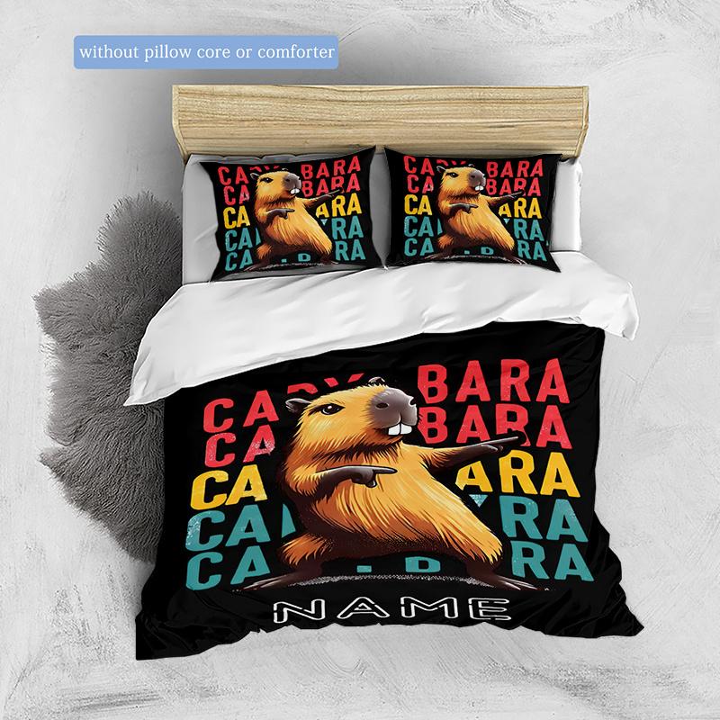 Capibara Customize Your Name Duvet Cover Soft Bedding Set For Bedroom Guest Room And Dorm Decoration Threepiece Set Includes 1 Duvet Cover 2