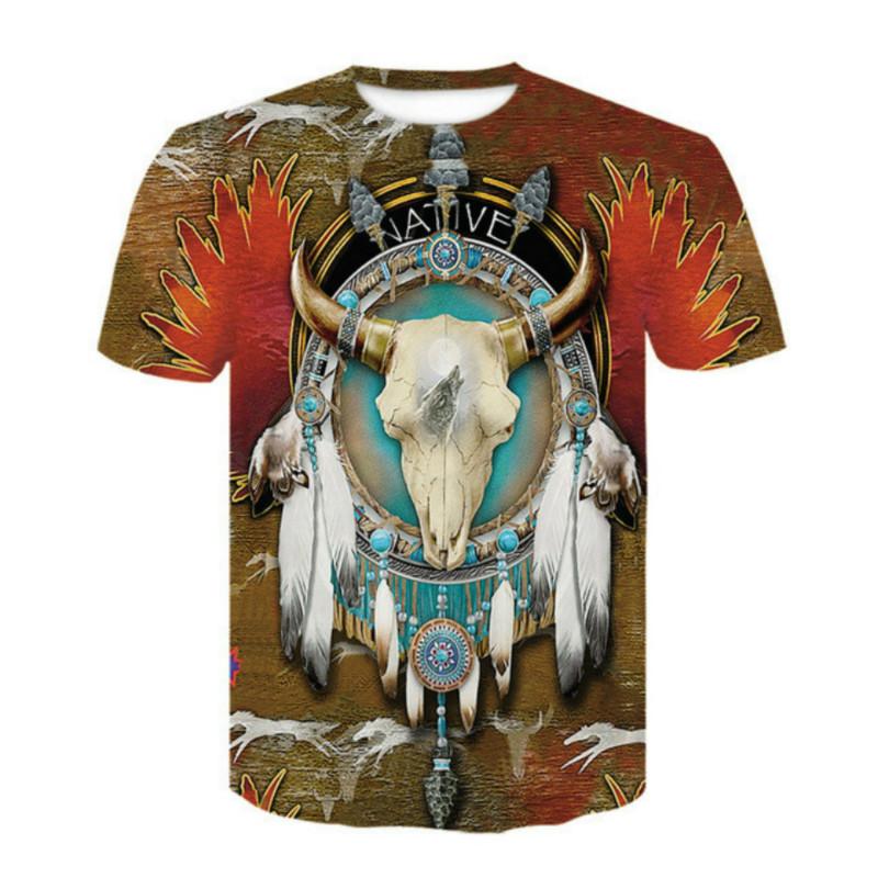 Bohemian Style Polyester T-shirt Men's 3D Stretch T-shirt Indian Design Couple Streetwear Fashion Apparel