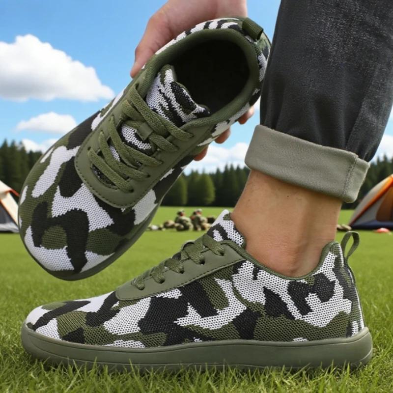 New Camouflage Wide Toe Men'S Shoes Casual Soft Soled Breathable Work Shoes Comfortable Mesh Multifunctional Barefoot Sneakers