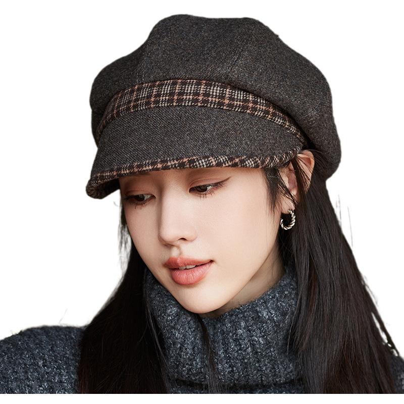 High-quality color matching octagonal hat children's fashion elegant versatile beret autumn and winter new foreign style cap tide