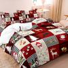 3pcs Christmas Reindeer & Red Black Plaid Duvet & Houndstooth Patterns - All-Season Bedding For Holiday Decor & Christmas Gift