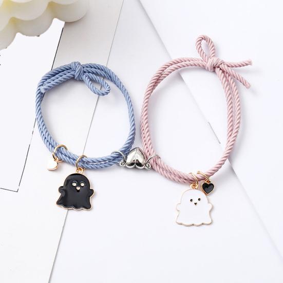2 шт. эластичная веревка с магнитом в виде сердца на присоске, браслет на Хэллоуин с призраком, браслет для пары, мужской и женский ювелирный подарок