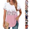 Женский повседневный топ с круглым вырезом и коротким рукавом, с плиссировкой и расклешенными рукавами, с цветочным принтом