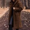 Warm Winter Coat for Women Thick Woolen Mid Calf Overcoat with Hooded Hat Long Sleeve Solid Color Outdoor Lady Jacket