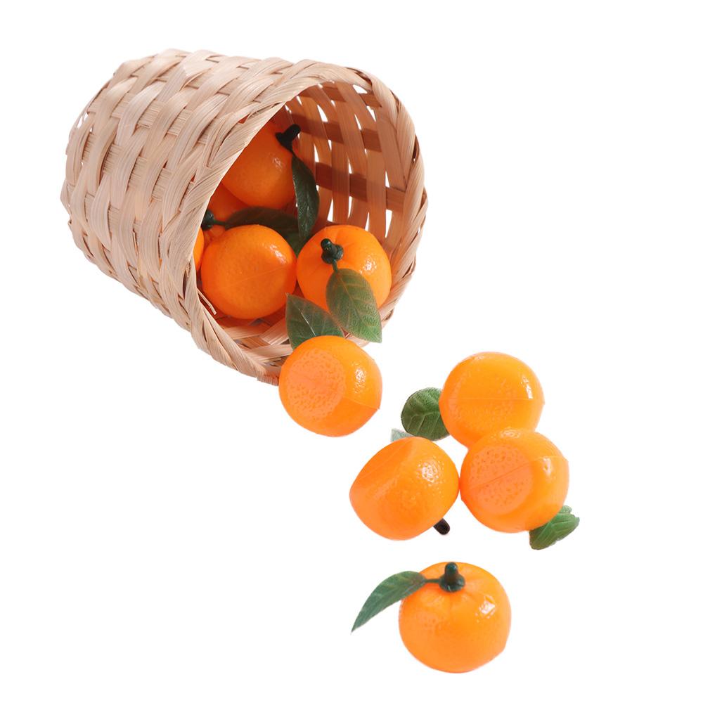 10pcs Food Model Mini Artificial Plastic Orange Realistic Handicrafts Simulation Orange Funny Fake Fruits Garden Decoration