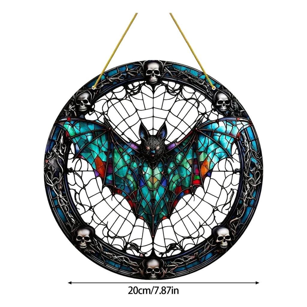 Bat Stained Glass Suncatcher Window Hanging Decoration Halloween Gothic Bat Glass Ornament for Window Home Kitchen