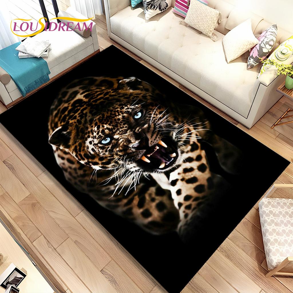 Animal Leopard Cheetah Cartoon Beast Area Rug,Carpet for Home Living Room Bedroom Sofa Doormat Kitchen Decor,Non-slip Floor Mat