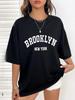 Летняя женская футболка Brooklyn New York с принтом букв, с круглым вырезом, женская винтажная одежда, топы, футболки, повседневная уличная одежда