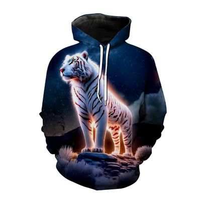 3D-принт Wise Tiger Graphic Hoodies For Men Long Sleeve Pullover Hooded Sweatshirts Men's Loose Oversize Sport Hoodies Tops