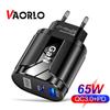 VAORLO PD QC3.0 GaN Charger Quickly Charge 65W EU UK US Ports Charging Fast Charge