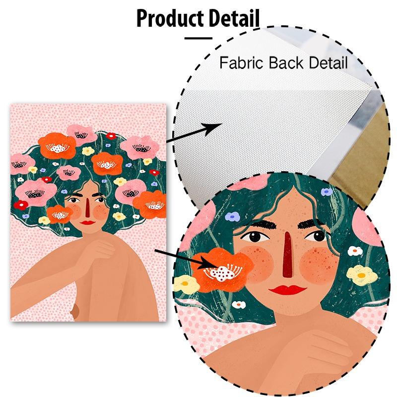 Бохо Мода Девушка Ваза с цветами Иллюстрация Настенное искусство Холст Живопись Абстрактный Постер и Принты Картины для Декора Гостиной