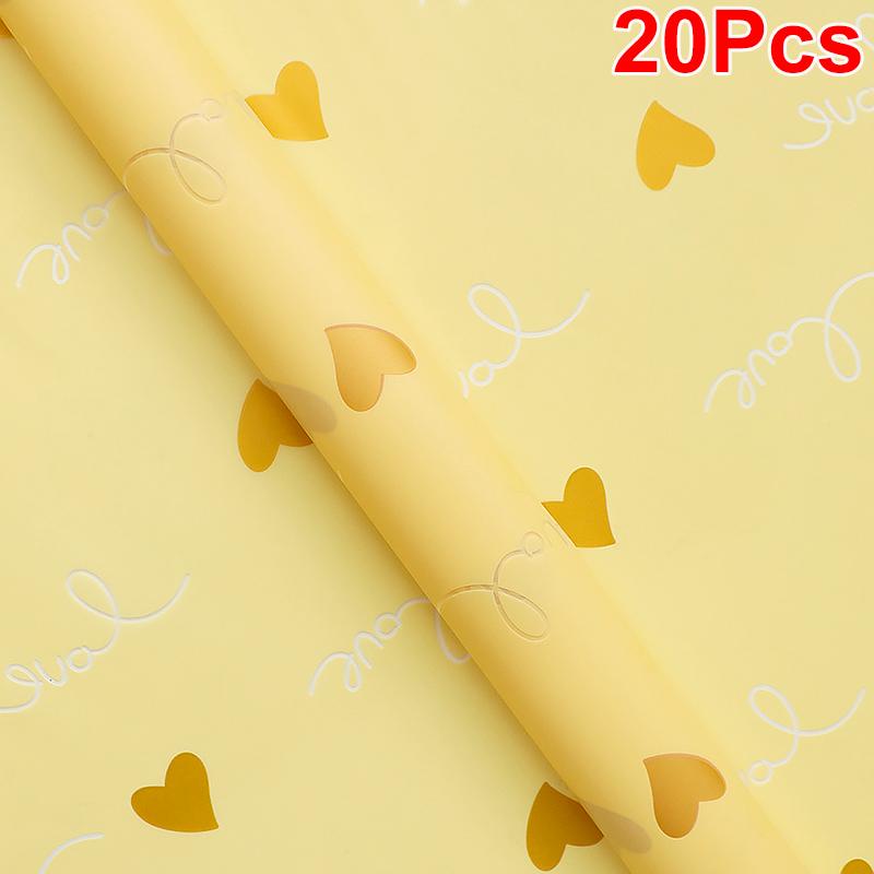 20 шт. упаковочный материал для букетов 57x57 см. Цветочная упаковка ко Дню святого Валентина. Сделай сам. Упаковка для подарков с принтом «Любовь». Цветочная упаковочная бумага.