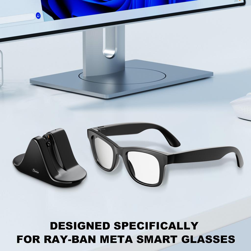 Мини-док-станция для зарядки умных очков Meta Wayfarer/Headliner/Skyler, портативная станция-зарядное устройство для путешествий с кабелем USB-C и светодиодной подсветкой