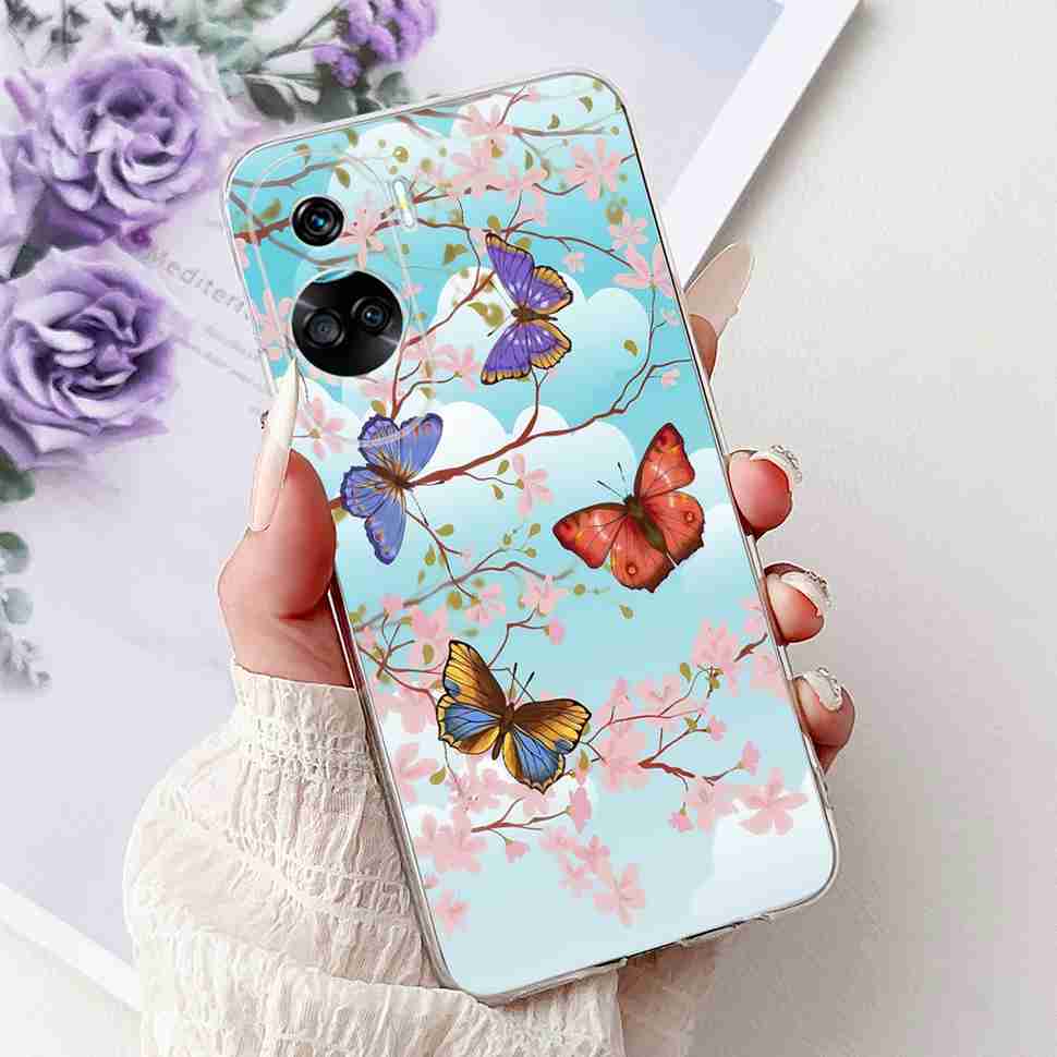 For Huawei Honor 90 Lite Case New Painted Flowers Soft Silicone TPU Cover For Honor 90 Lite CRT-NX1 6.7" Shockproof Phone Cases