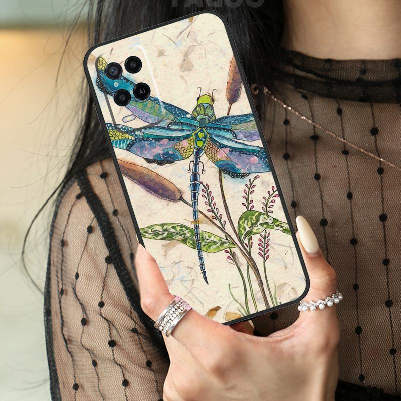 Роскошный чехол-стрекоза для Oppo A16 A76 A96 A17 A18 A60 A80 A40 A38 A58 A78 A98 A94 A74 A54 A15 A57 A77 A5 Pro