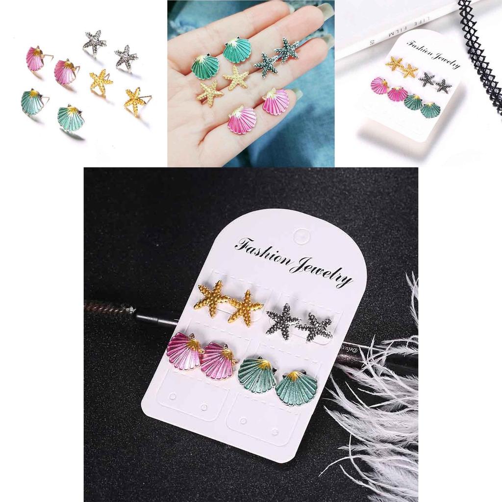 Exquisite Starfish And Shell Stud Earrings Featuring Stunning Mermaid Aesthetic