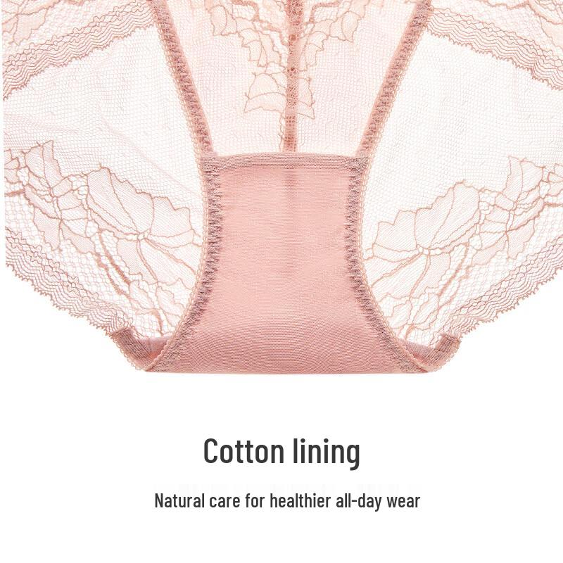 Maniform Women's Sexy Lace Breathable Mid-Low Waist Antibacterial Briefs