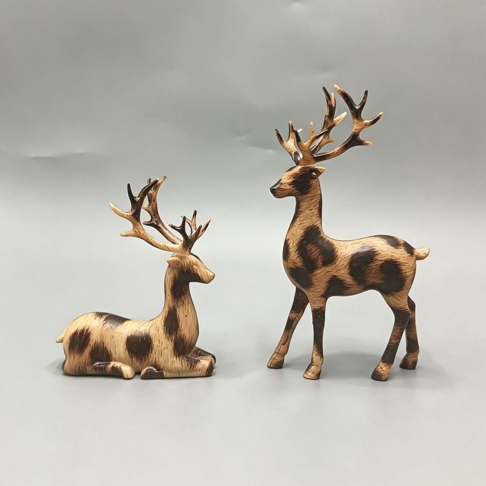 1 Pair Realistic Christmas Deer Figurine Vintage Small Deer Ornament Christmas Party