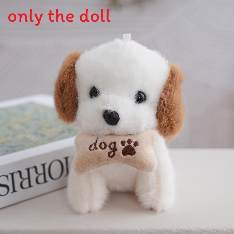 Cute Dog Plush Doll With Bone Decor And Letter Embroidery For Children And Fans