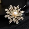 Copper Micro-Inlaid Zircon Natural Freshwater Pearl Snowflake Brooch Brooch Anti-Light Buckle