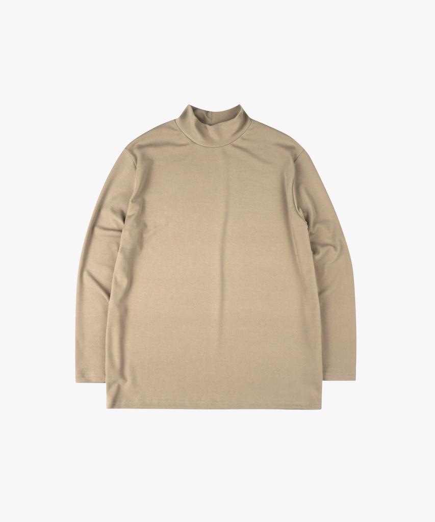 ESN Ribbed Half Turtleneck Knit T-Shirt Beige