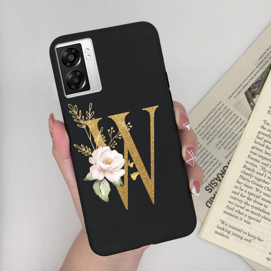For OPPO A57 4G CPH2387 Cover Flower Letters Soft Silicone Case For OPPO A77 5G Shockproof Shell For Realme V23 5G Fundas Bumper