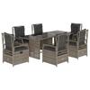 7 Piece Outdoor Dining Set with Cushions Grey Poly Rattan
