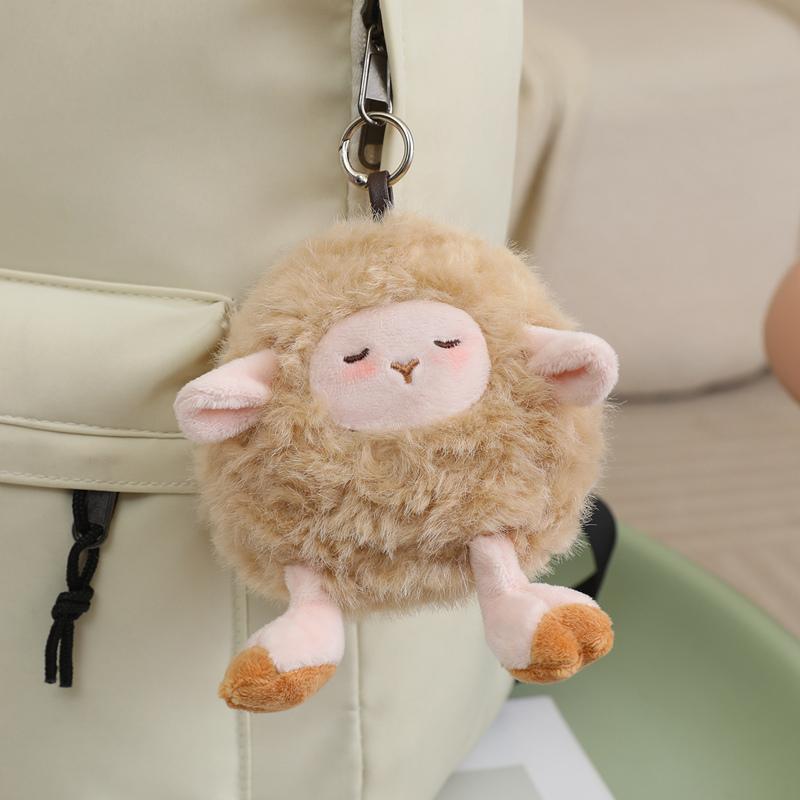 TreasuringU 3 Colours Lamb Plush Keychain Soft Round Sheep Stuffed Doll Cute Animal Plushie Keyring Bag Pendant Halloween Gifts