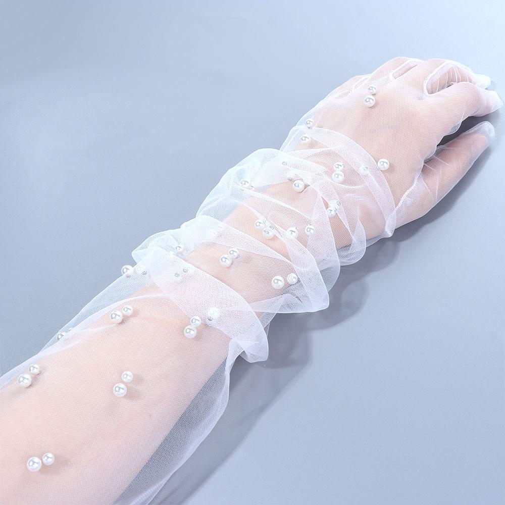 Вечеринка Жемчужной Свадьбы Шифоновые Перчатки С Длинными Пальцами Свадебные Перчатки Свадебные Аксессуары Перчатки Без Пальцев