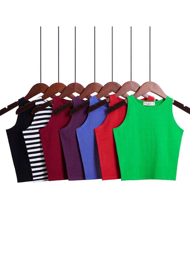 Новый модный женский сексуальный хлопковый укороченный топ, бюстье, многоцветный укороченный жилет без рукавов, блузка, майка, бретелька, 14 цветов