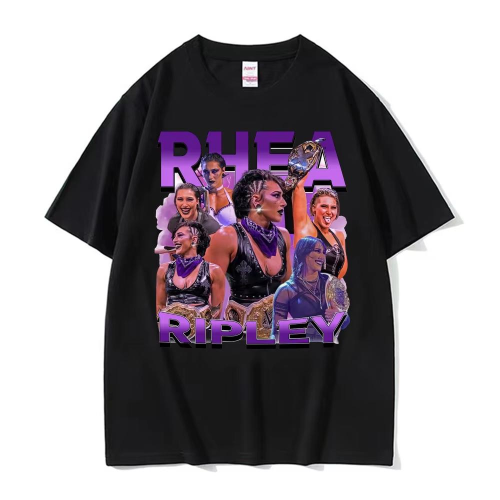 Rhea Ripley Action Figure 90s Vintage Graphic T Shirt Unisex Wounisexs Clothing Harajuku Hip Hop Gothic Cool Oversized Tshirts Tops