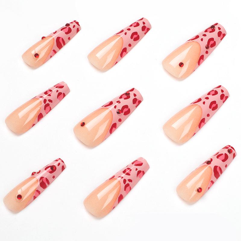 Съемные красные ромбовидные розовые леопардовые балетные наклейки для ногтей