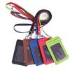 2-In-1 ID Badge Holder with Lanyard Clear Window 5 Card Slots Faux Leather Solid Color Multi-functional Employee ID Card Case Zipper Coins Wallet