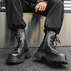 Высокие ботинки Мартин мужские в британском стиле, высокие, на шнуровке, рабочие, ботинки-локомотивы, мужские, увеличивающие рост, зимние кожаные ботинки 2840-J