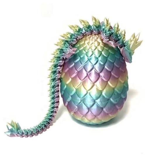 3D Printed Mini Dragon Egg Articulated Dragon Fidget Toy Inside Egg Easter Basket