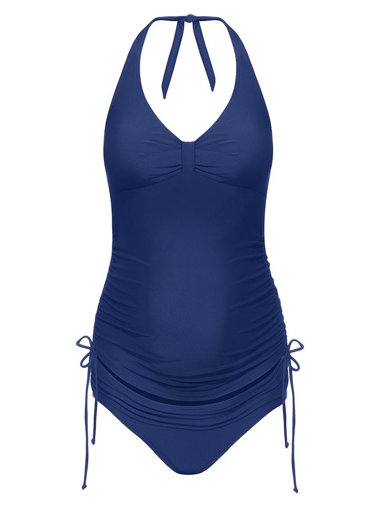 Damski Strój Kąpielowy Jednoczęściowy Ciążowy Niebieski Bellybutton Maternity