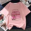 Japanese Strawberry Juice Graphic Print T-shirt Women New Summer Fashion Tshirt Tee Harajuku Aesthetic Pink Top Female T Shirt