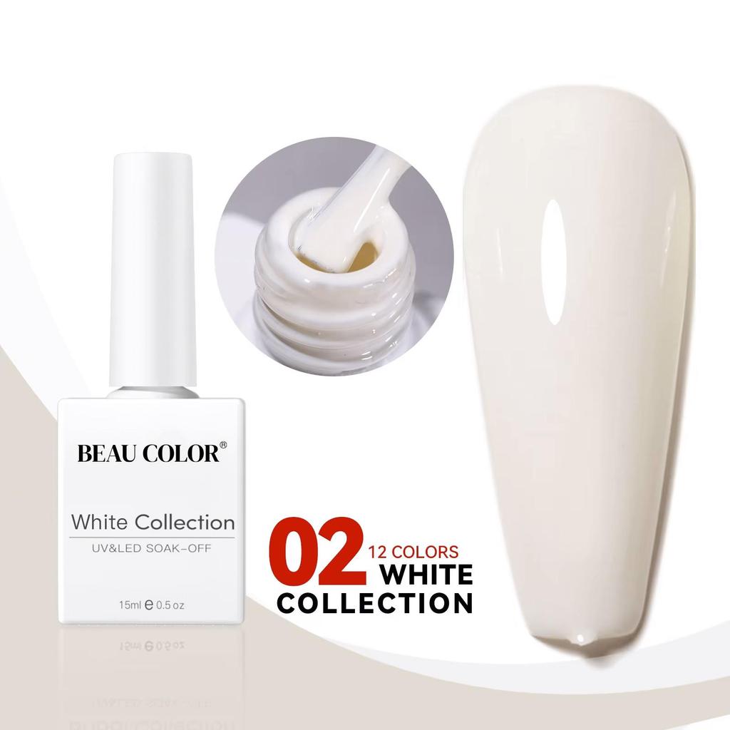 BEAU COLOR 15 мл 12 цветов Молочно-белая коллекция УФ/LED гель-лак для ногтей Гель-лак для ногтей Soak Off Varnish для домашнего маникюра и маникюрного салона