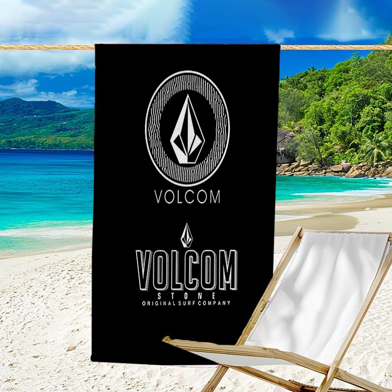 proof beach towel with a V-VOLCOM LOGO pattern - soft,absorbent,quick-drying,machine washable - perfect for swimming,camping,bathing