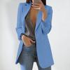 Women Suit Coat Lapel Long Sleeve Open Front Suit Jacket with Pockets Slim Fit Solid Color Business Office Lady Outwear