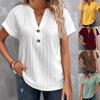 New Women's Fashion Casual Solid Color V-neck T-shirt for 2024 Spring/Summer European & American Market.