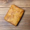 Мужской ретро-кошелек из коровьей кожи NZPJ Женский короткий кожаный кошелек Вертикальный кошелек из натуральной кожи Молодежный кошелек на молнии с отделением для ID-карты