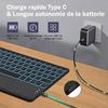 Coque Clavier pour Samsung Galaxy Tab S10 FE / S9 FE, Cuir PU Noir avec Clavier Rétroéclairé + Souris + Stylet