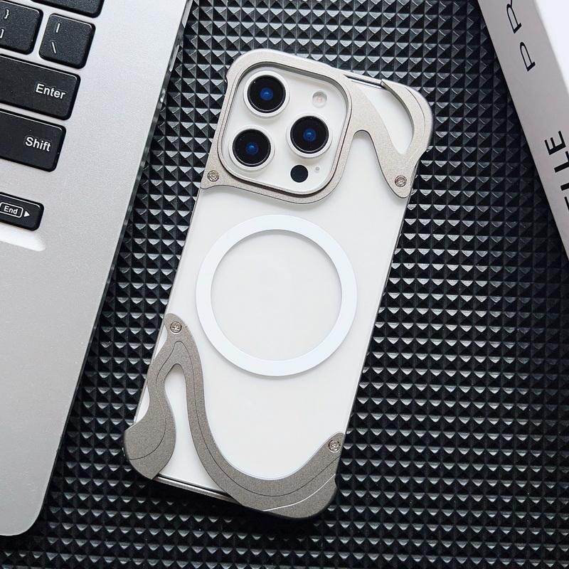 Алюминиевый сплав безрамочный для Magsafe прозрачный чехол для телефона iPhone 16 Pro 15 Pro Max магнитный ударопрочный жесткий ПК прозрачная задняя крышка