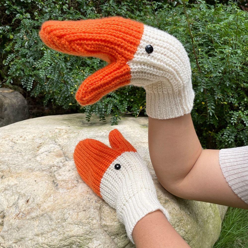 Creative Swan Gloves Long Knitted Goose Gloves Fashion   Girls
