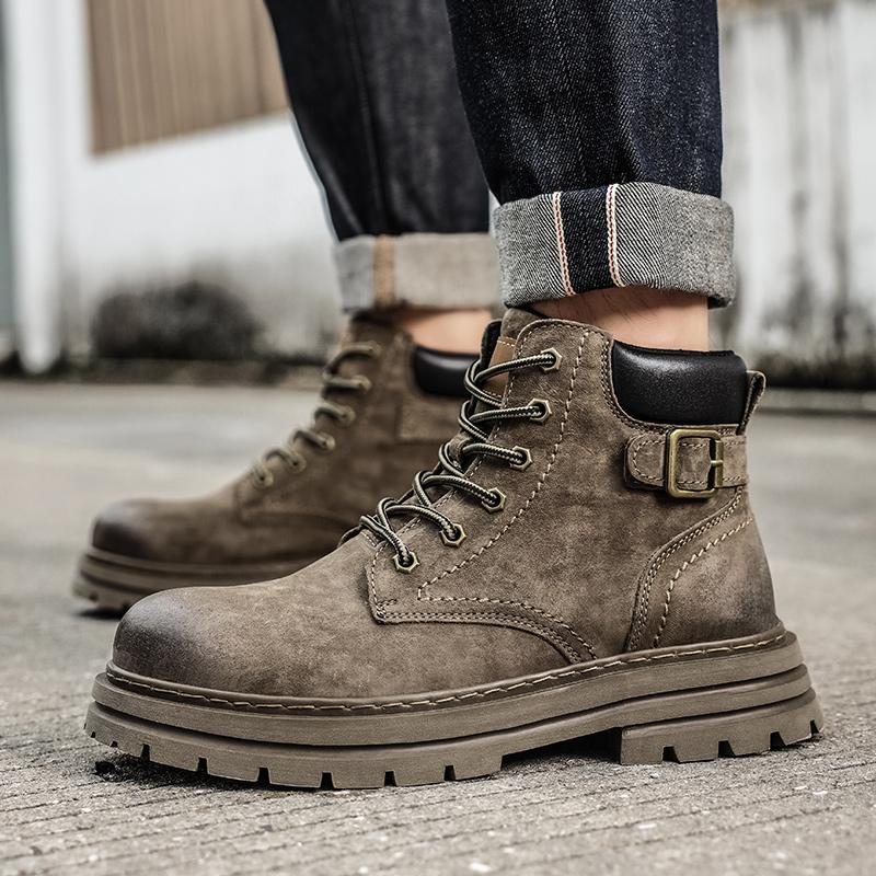 Platform Lace-Up Shoes for Men Casual High Top Boots Sneakers New Arrival Men's Boots Fashion All-match Motorcycle Ankle Boot
