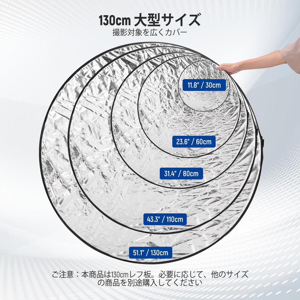 NEEWER Light Reflector 5in1 Foldable with Bag Suitable for Studio Photography Lighting 51"/130cm (Translucent/Silver/Gold/White/Black) Multi-Disc